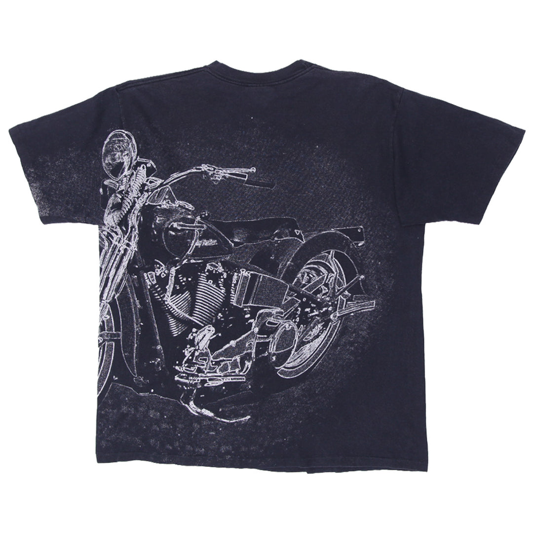Vintage 1992 Harley Davidson Motorcycles Rider AOP T-Shirt, Single Stitch Made In USA, XL - Fashion Rerun Vintage Migration_T-Shirt