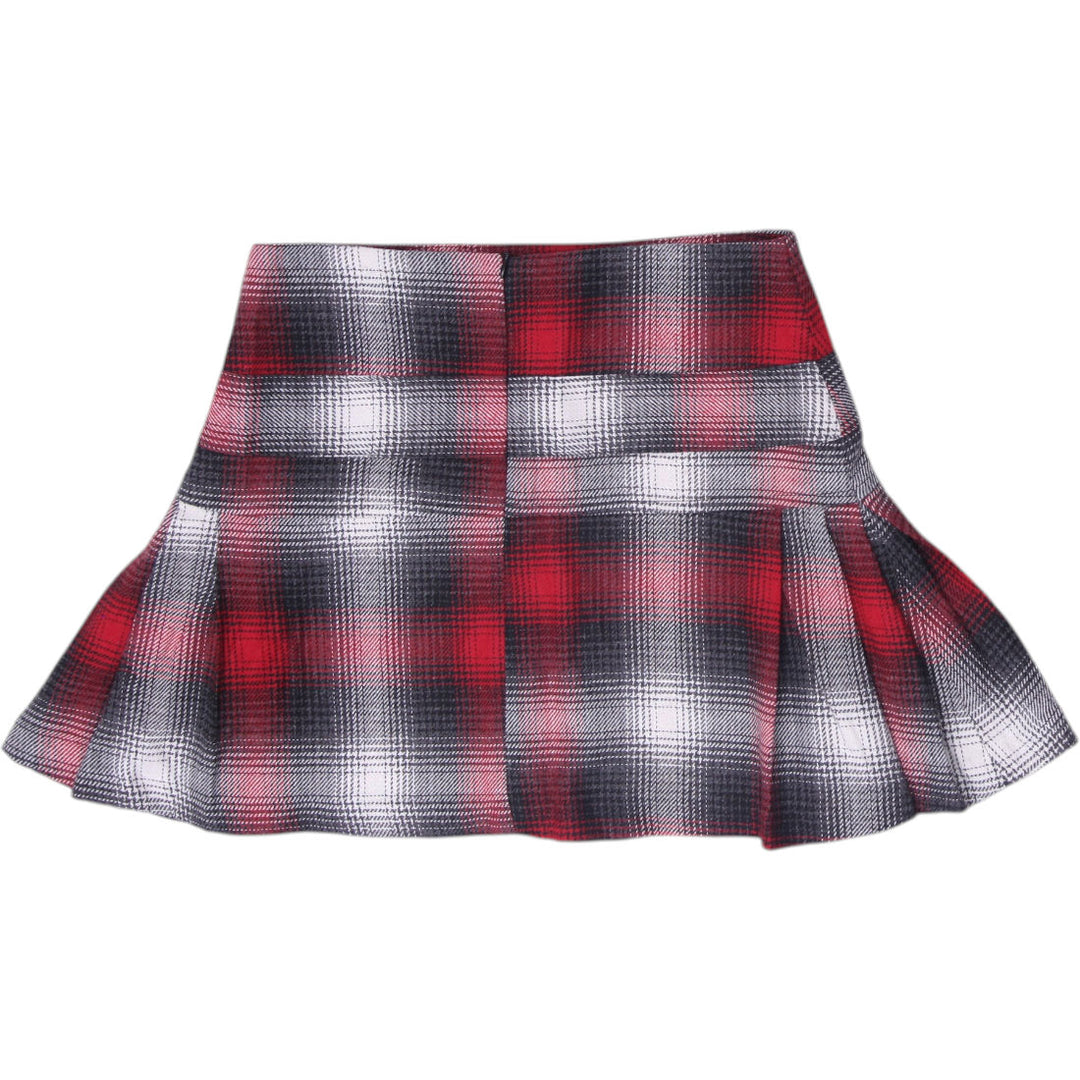 Y2K Ladies Celmoda Red & Black Plaid Pleated Mini Skirt