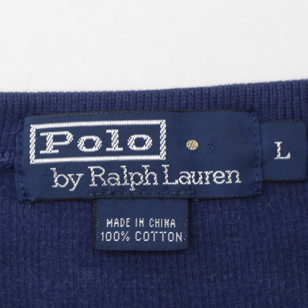 Vintage Mens Ralph Lauren V-Neck Sweatshirt Navy Knitwear Polo Logo Size L | Migration_Jumper & Knitwear RL C | Fashion Rerun