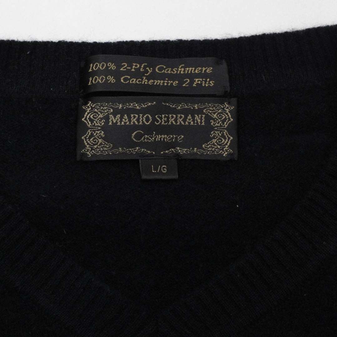 Vintage Ladies Mario Serrani 100% 2-Ply Cashmere V-Neck Knitwear Black Sweater L | Migration_Jumper & Knitwea | Fashion Rerun