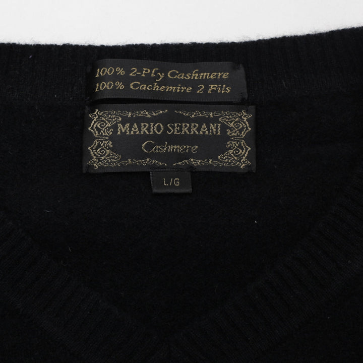 Vintage Ladies Mario Serrani 100% 2-Ply Cashmere V-Neck Knitwear Black Sweater L | Migration_Jumper & Knitwea | Fashion Rerun