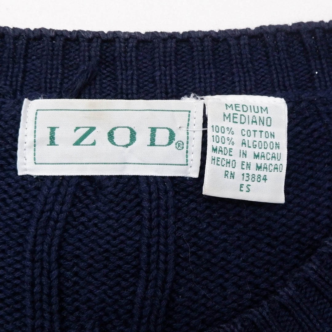 Vintage IZOD Sweater Navy Cable Knit 100% Cotton Pullover | Migration_Sweaters - Back View | Fashion Rerun
