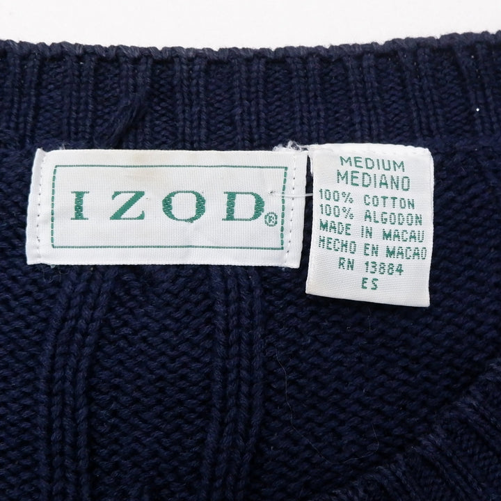 Vintage IZOD Sweater Navy Cable Knit 100% Cotton Pullover | Migration_Sweaters - Back View | Fashion Rerun