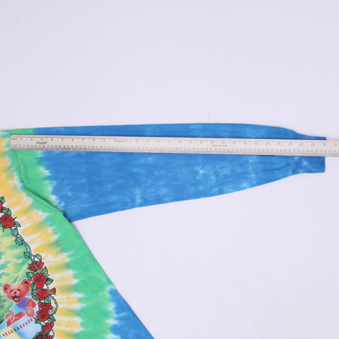 Vintage 90 Grateful Dead Scarlet Fire Tie-Dye Long Sleeve T-Shirt XL Liquid Blue Made In USA