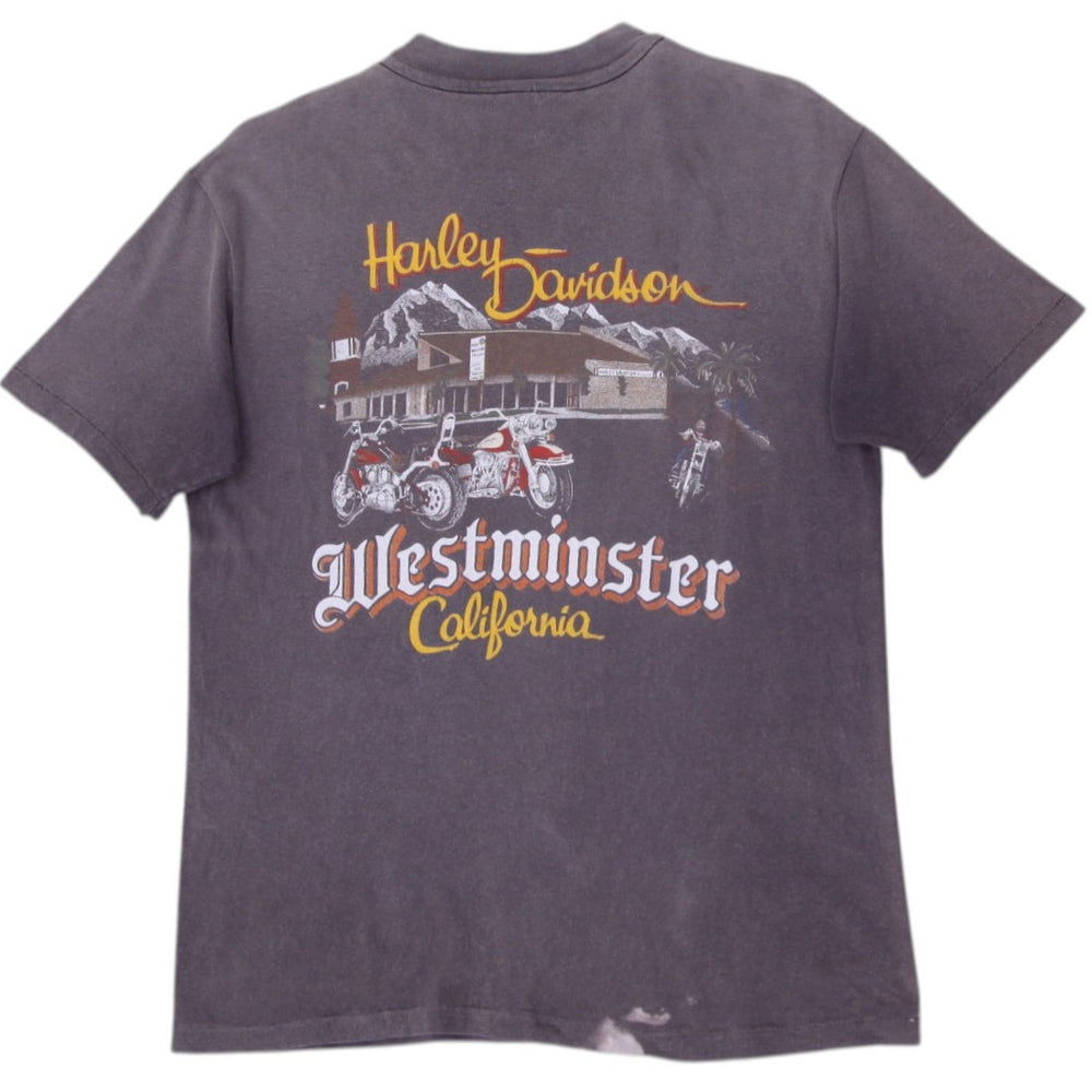Vintage Hanes Harley Davidson Westminster California T-Shirt Graphic Eagle Print Made In USA L | Migration_T- | Fashion Rerun