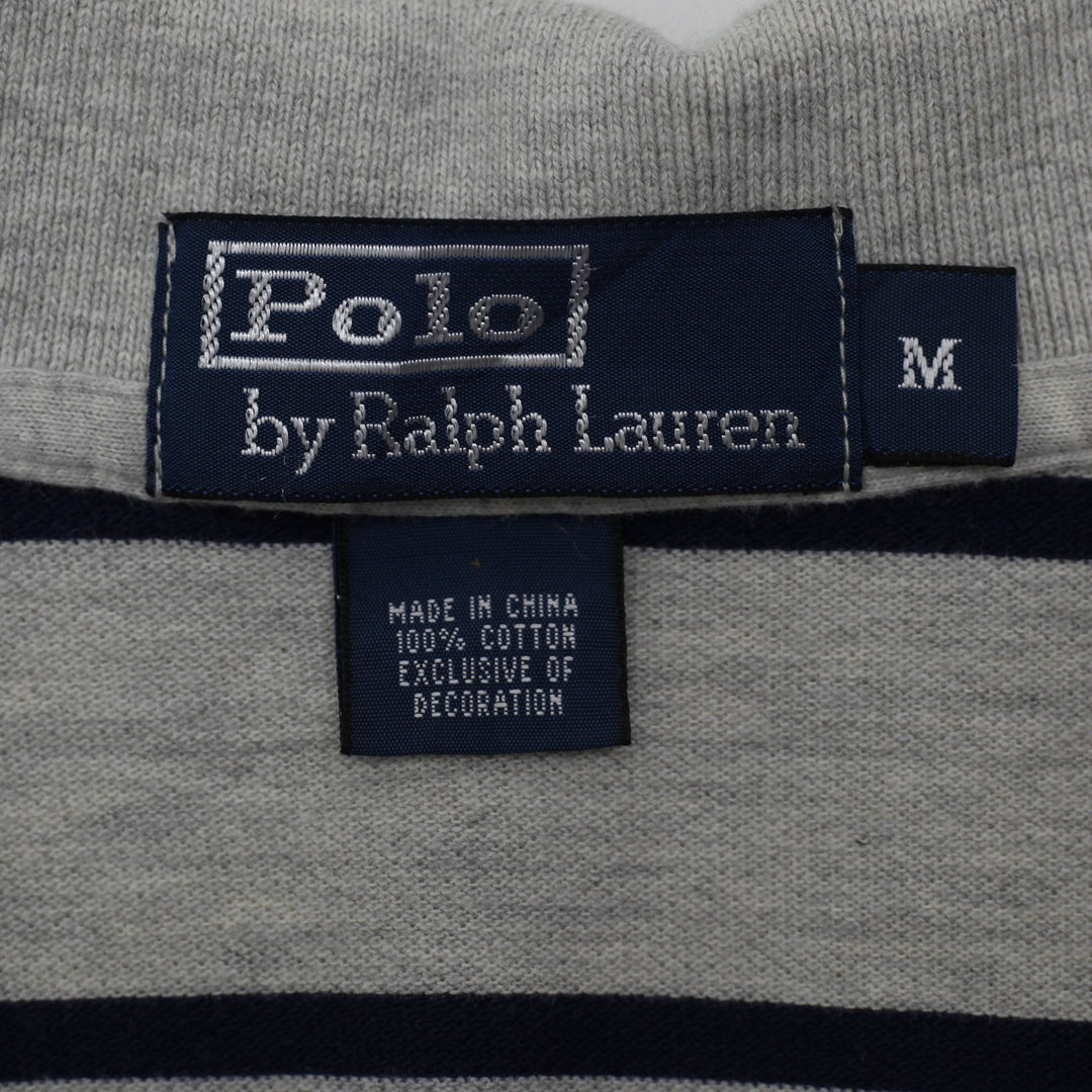 Mens Polo By Ralph Lauren Striped Polo T-Shirt Heather Grey Size M