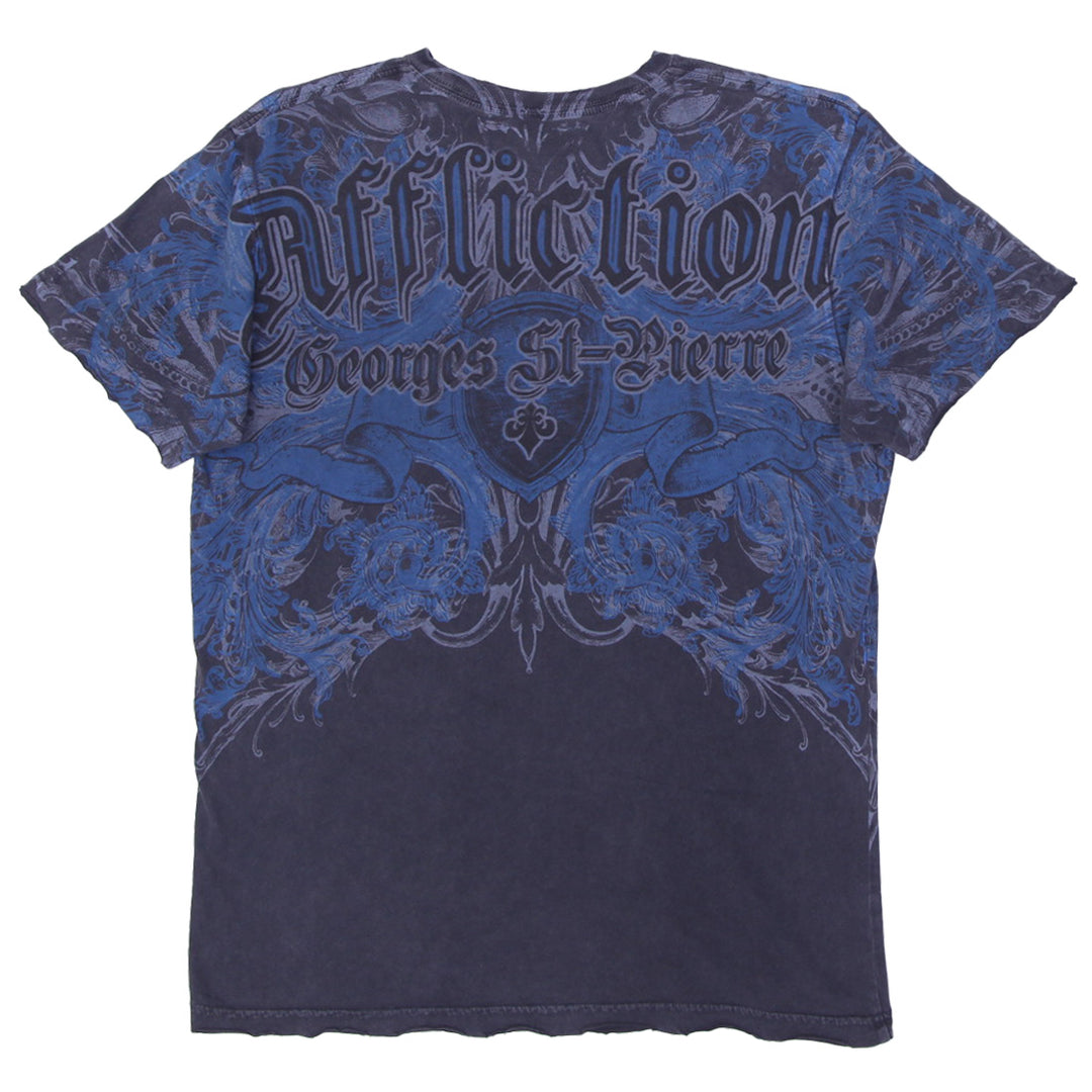 Y2K Mens Affliction Signature Series Rush Cross Wing Grunge Cyber T-Shirt