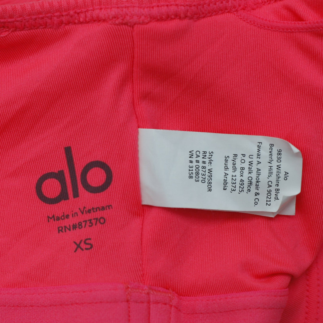 Ladies Alo Yoga Bright Pink Seamless Mock Neck Open Back Crop Tank Top Size XS