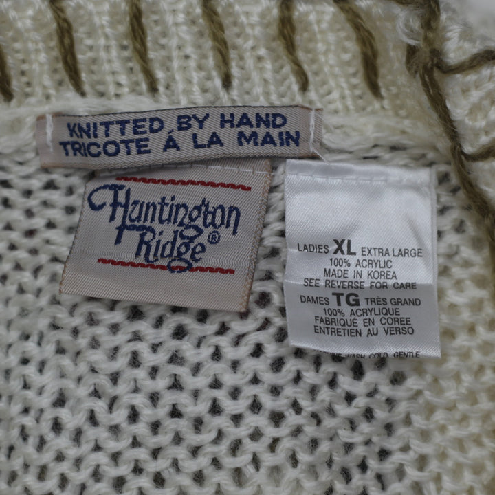 Vintage Hand-Knitted Huntington Ridge Floral Cardigan Vest-XL Ladies - Fashion Rerun Vintage Migration_Sweaters