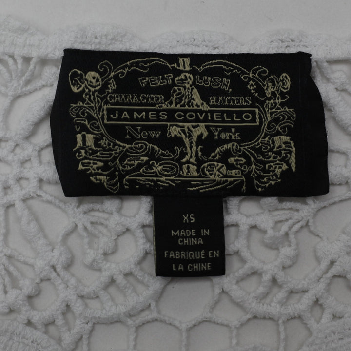 Y2K Ladies James Coviello New York White 100% Cotton Crochet Knit Top Size XS