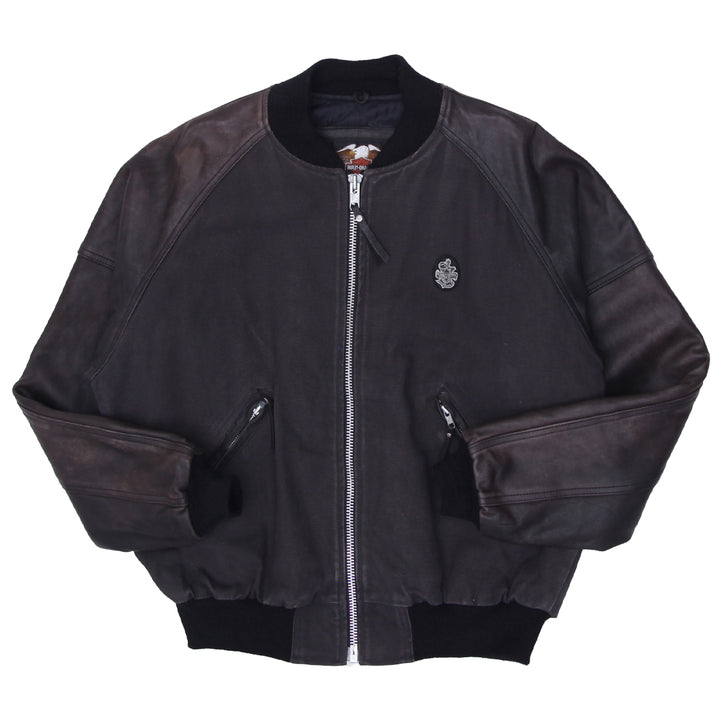 Vintage Harley Davidson Leather Sleeves Quilted Lined Rider Jacket Size M - Fashion Rerun Vintage Migration_Jacket