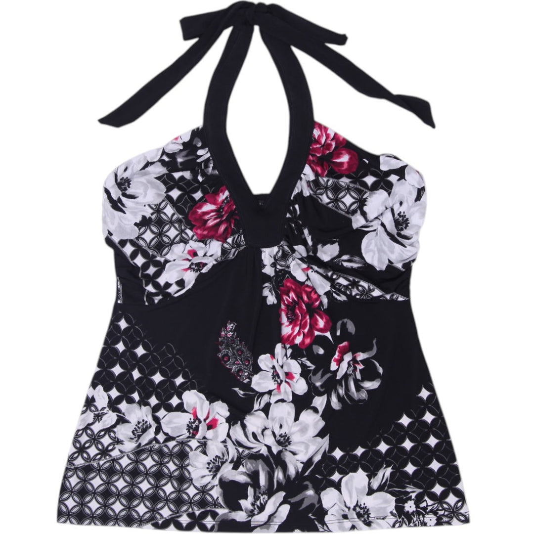 Y2K Ladies White House Market Floral Halter Top Size S