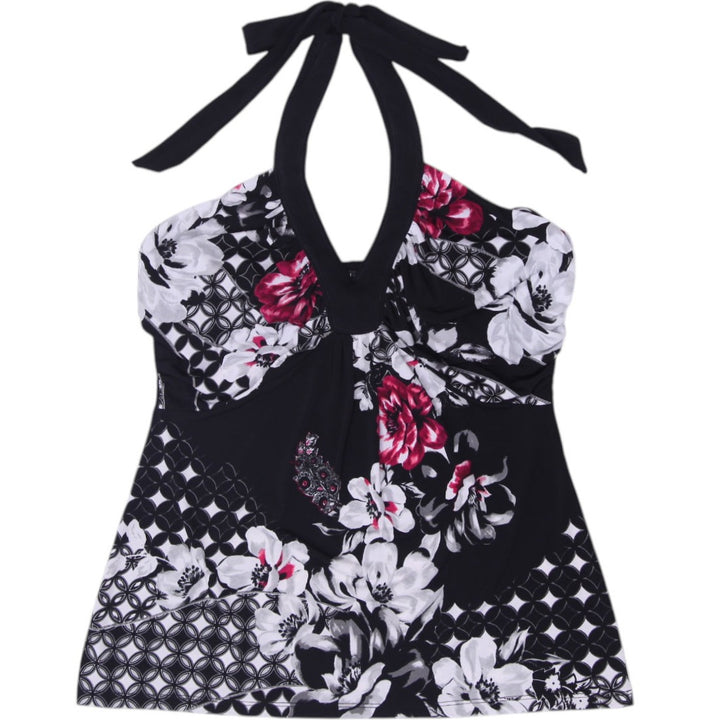 Y2K Ladies White House Market Floral Halter Top Size S