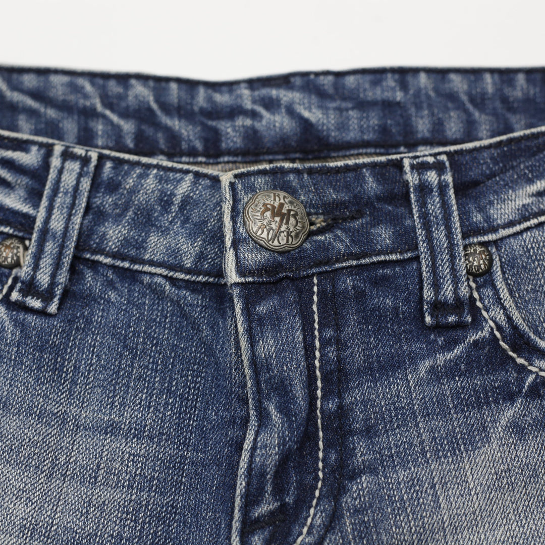Y2K Ladies ReRock Distressed Low-Rise Denim Shorts Size 26