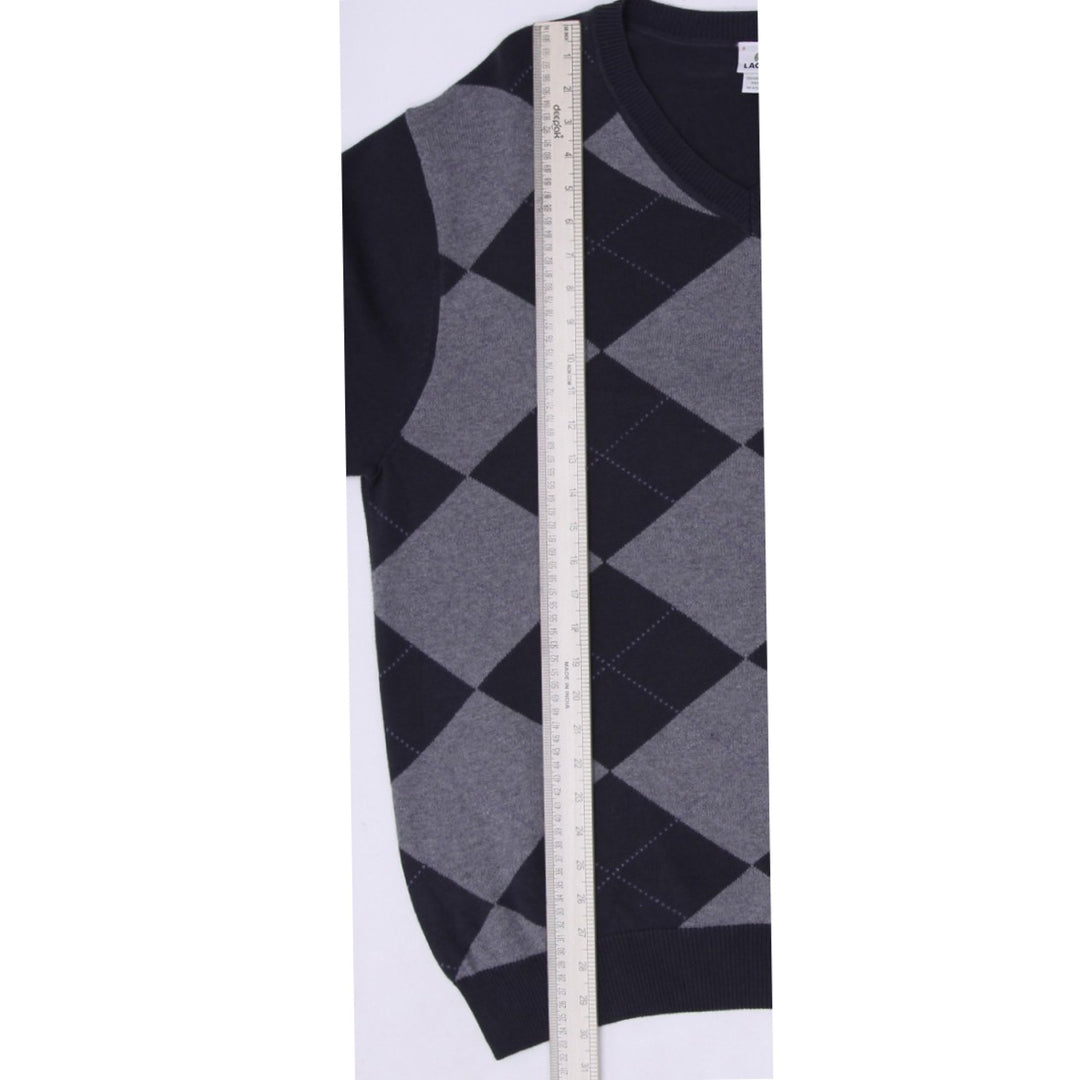 Mens Lacoste V-Neck Argyle Long Sleeve Sweater