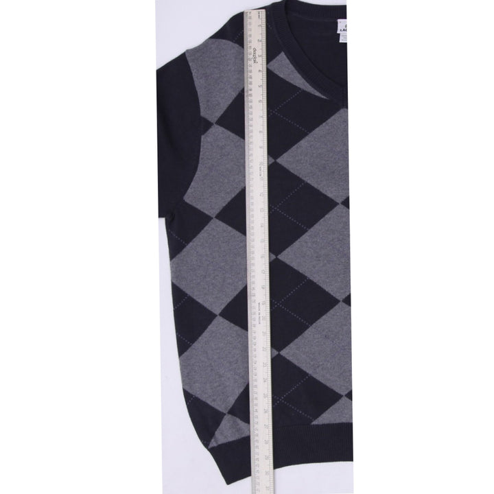 Mens Lacoste V-Neck Argyle Long Sleeve Sweater