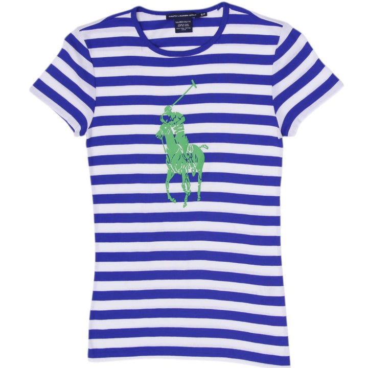 Ladies Ralph Lauren Golf Striped Big Pony T-Shirt Tailored Fit Size S