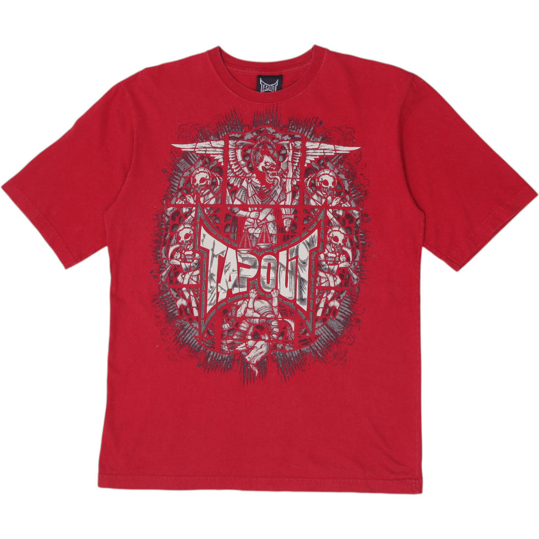 Y2K Mens Tapout MMA Graphic Gothic Cross Skeleton Print T-Shirt Size XL