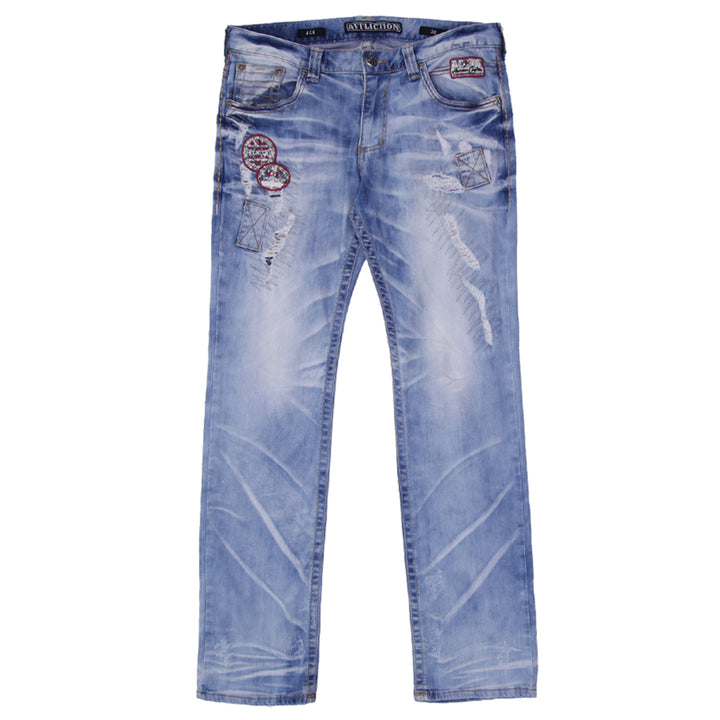 Y2K Mens Ace Affliction Patches Washed Jeans