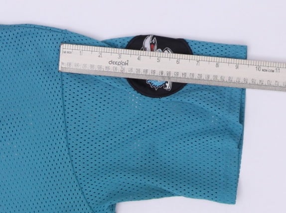 Vintage Tag Team Jayhawks Baseball Jersey Teal Mesh #32 Made In USA Size XL | Migration_Jerseys - View 7 | Fashion Rerun