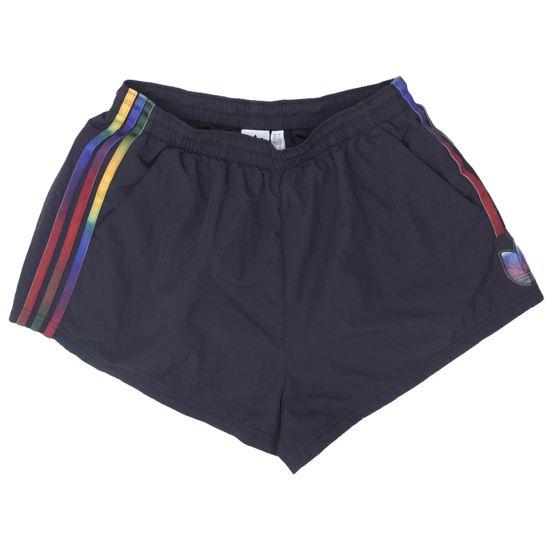 Ladies Adidas Multi Color Stripe Nylon Shorts Black - Fashion Rerun Vintage Migration_Shorts