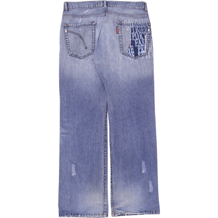 Y2K Mens Cipo & Baxx Skull Graphic Wide Leg Jeans Size W: 36 L: 34