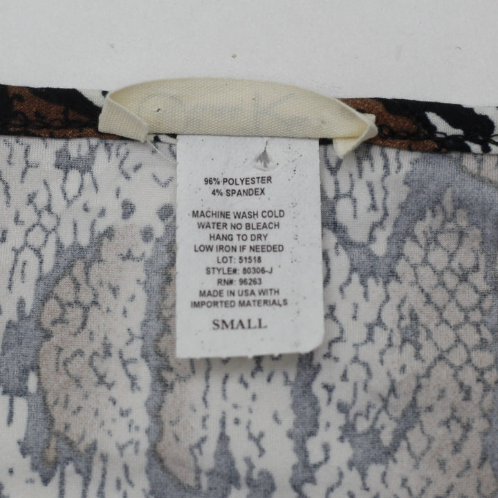 Y2K Ladies Olivia Rae Snakeskin Long Sleeve Top Size S Made in USA