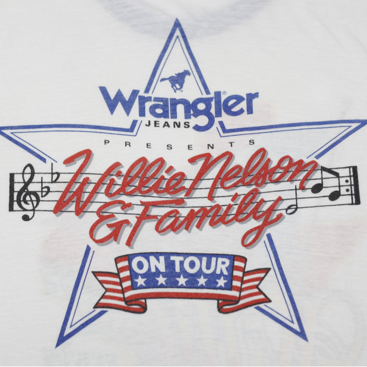 Rare Vintage 1984 Willie Nelson & Family Tour Ringer T-Shirt Screen Stars Tag Made In USA Size XL