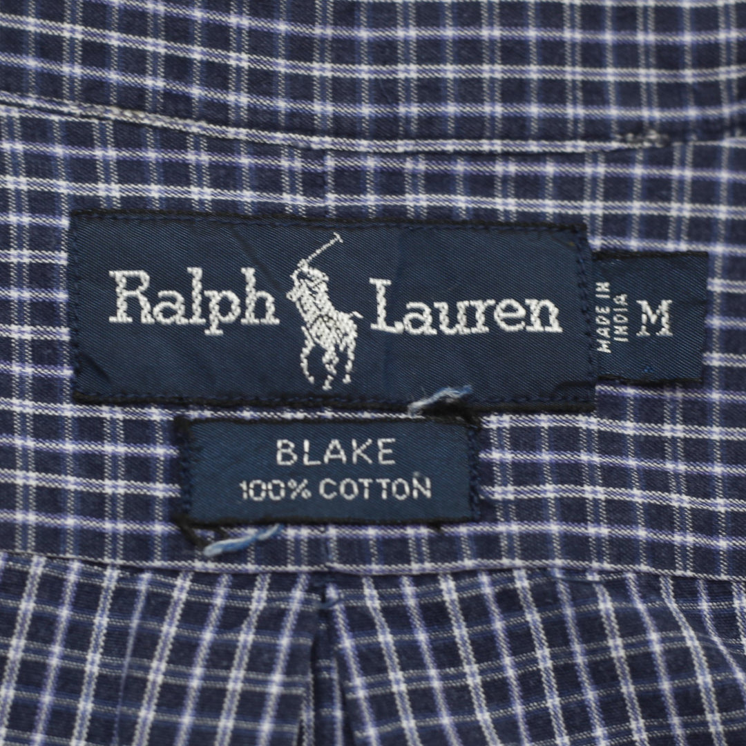 Mens Ralph Lauren Blake Shirt Navy Checkered Cotton Casual