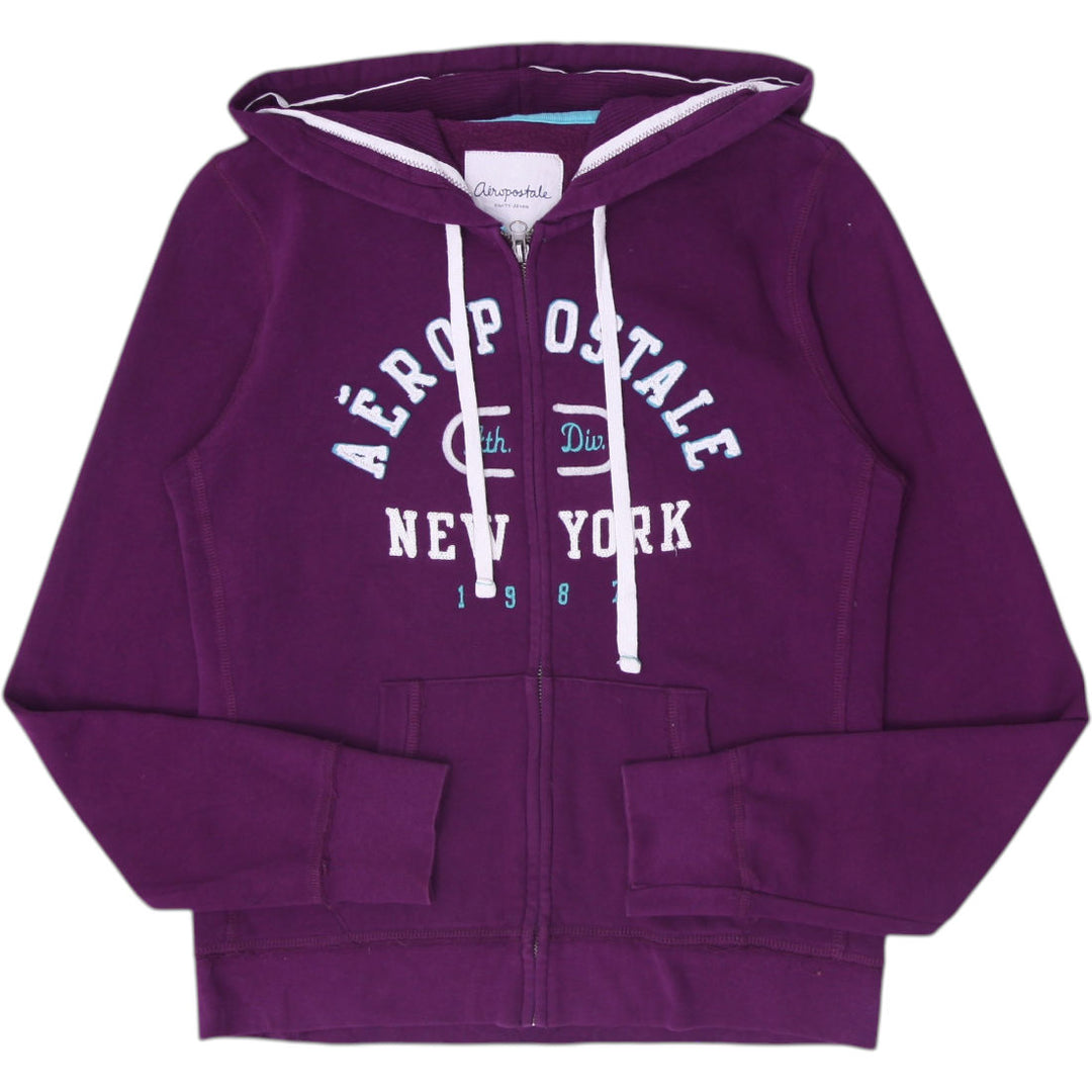 Ladies Aeropostale Hoodie Purple Full Zip New York Graphic