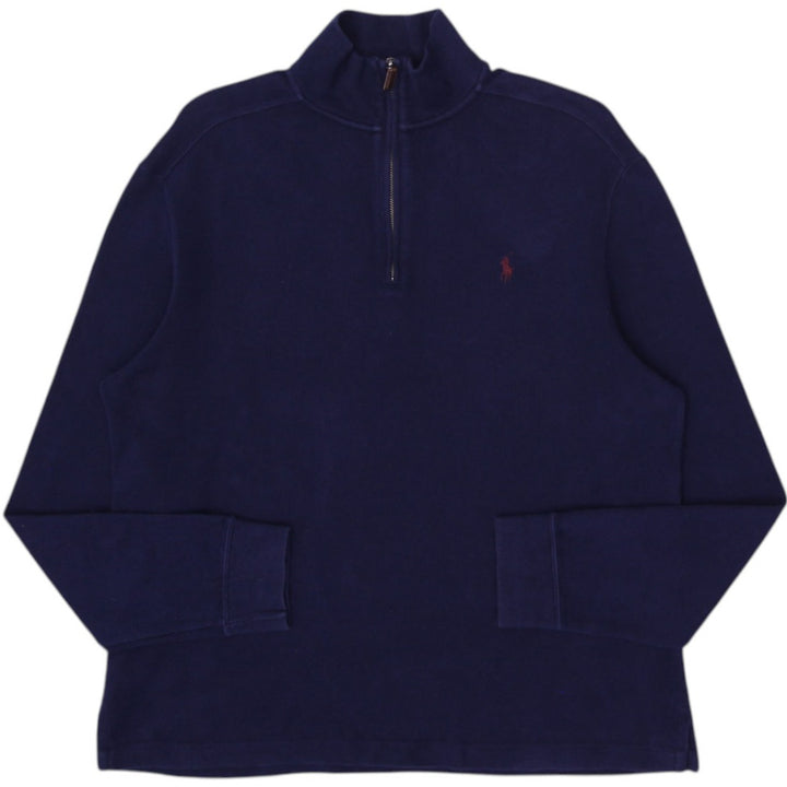 Vintage Mens Polo Ralph Lauren Navy 1/4 Zip Cotton Knitwear Sweater Size L | Migration_Knitwear & Sweaters | Fashion Rerun