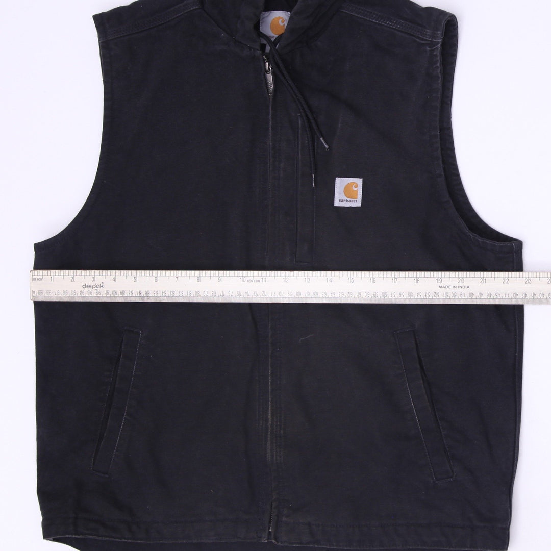 Mens Carhartt 103837 BLK Fall 19 Loose Fit Insulated Hooded Vest Size M