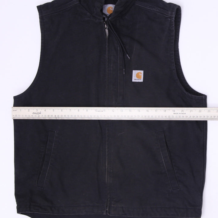 Mens Carhartt 103837 BLK Fall 19 Loose Fit Insulated Hooded Vest Size M