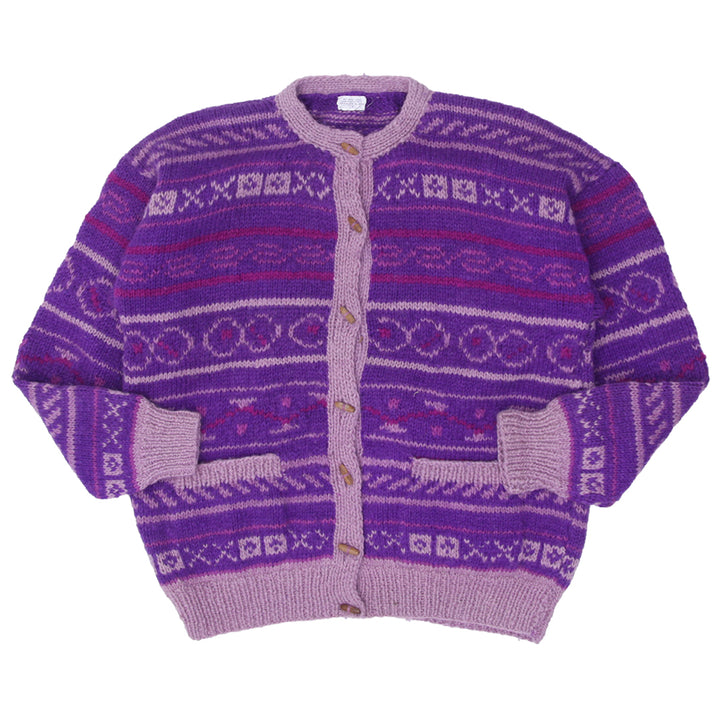 Vintage Hand Made Wool Purple Cardigan Sweater Ladies - Fashion Rerun Vintage Migration_Sweaters