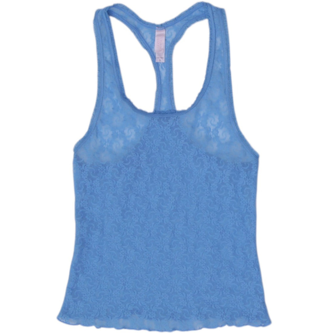 Y2K Ladies Victoria's Secret Floral Lace Tank Top Racerback Scalloped Hem Size S