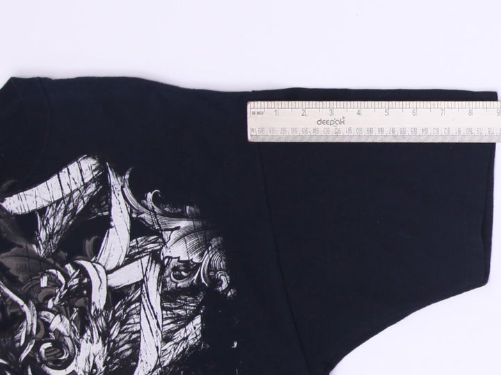Y2k Mens MMA Elite Mall Goth Double Skull Graphic T Shirt Black Mens XL