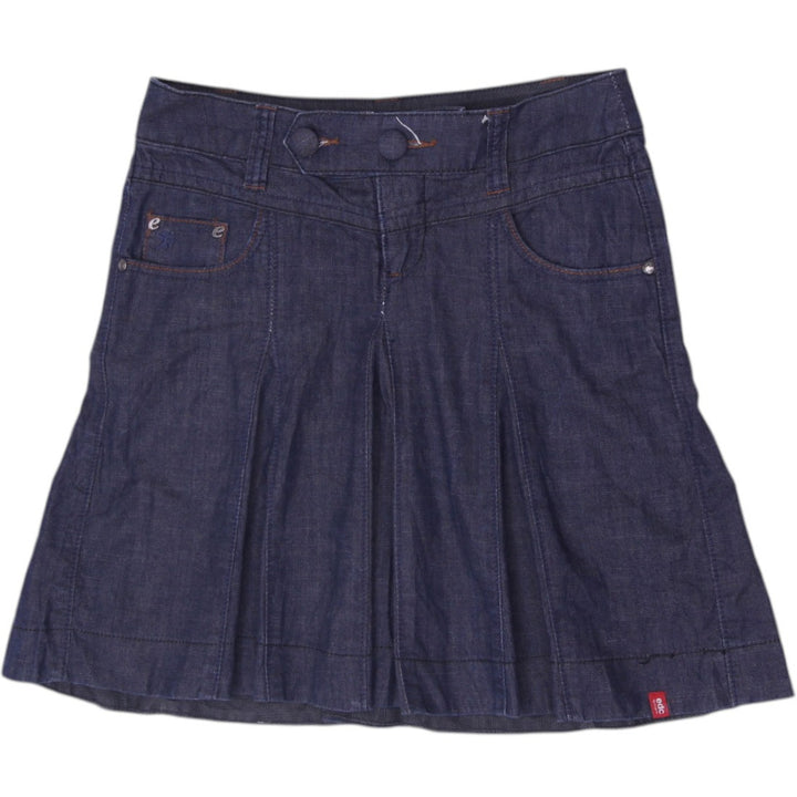 Y2K Ladies EDC by Esprit Dark Wash Pleated Denim Midi Skirt Size 34
