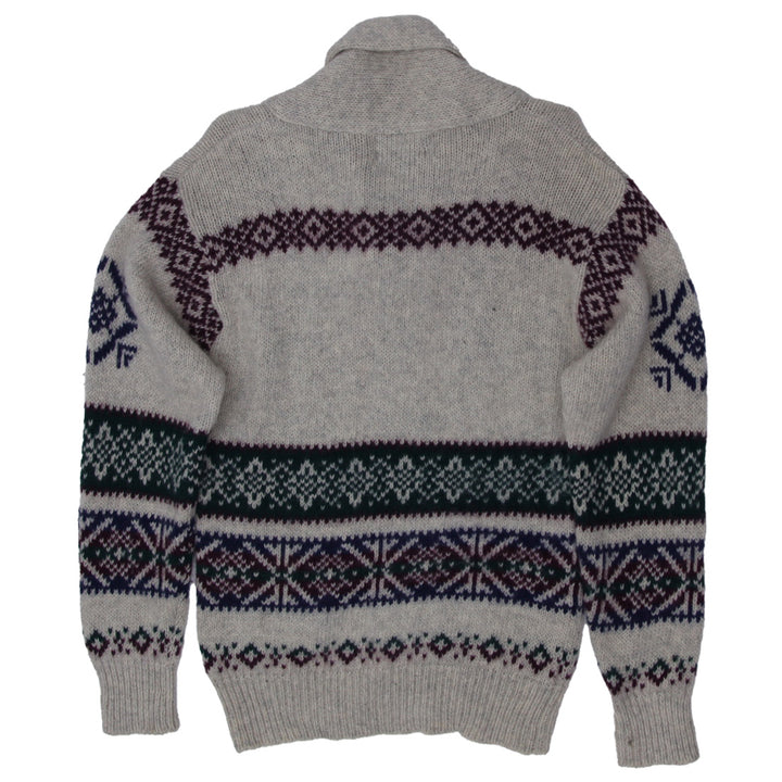 Vintage Boat House Row 100% Wool Shetland Shawl Neck Fair Isle Sweater Size L - Fashion Rerun Vintage Migration_Sweaters