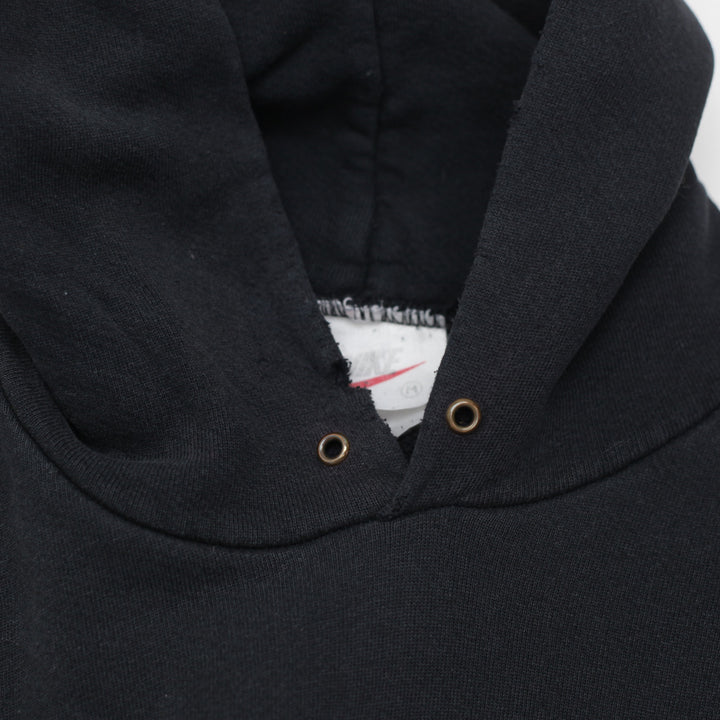 Vintage 90's Swoosh Embroidered Pullover Hoodie Black Size M Distressed - Fashion Rerun Vintage Migration_Sweaters