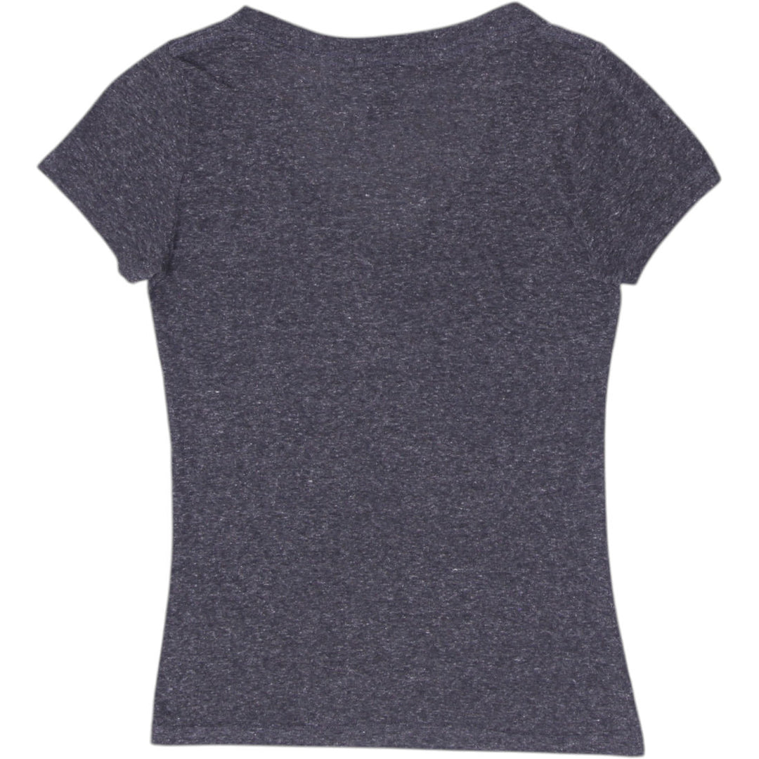 Y2K Ladies Wet Seal Charcoal Grey Heather V-Neck T-Shirt Size M