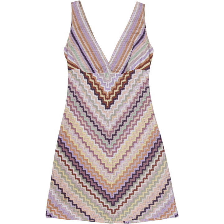 Y2K Ladies Missoni Chevron Dress Multi Color Sleeveless Knit