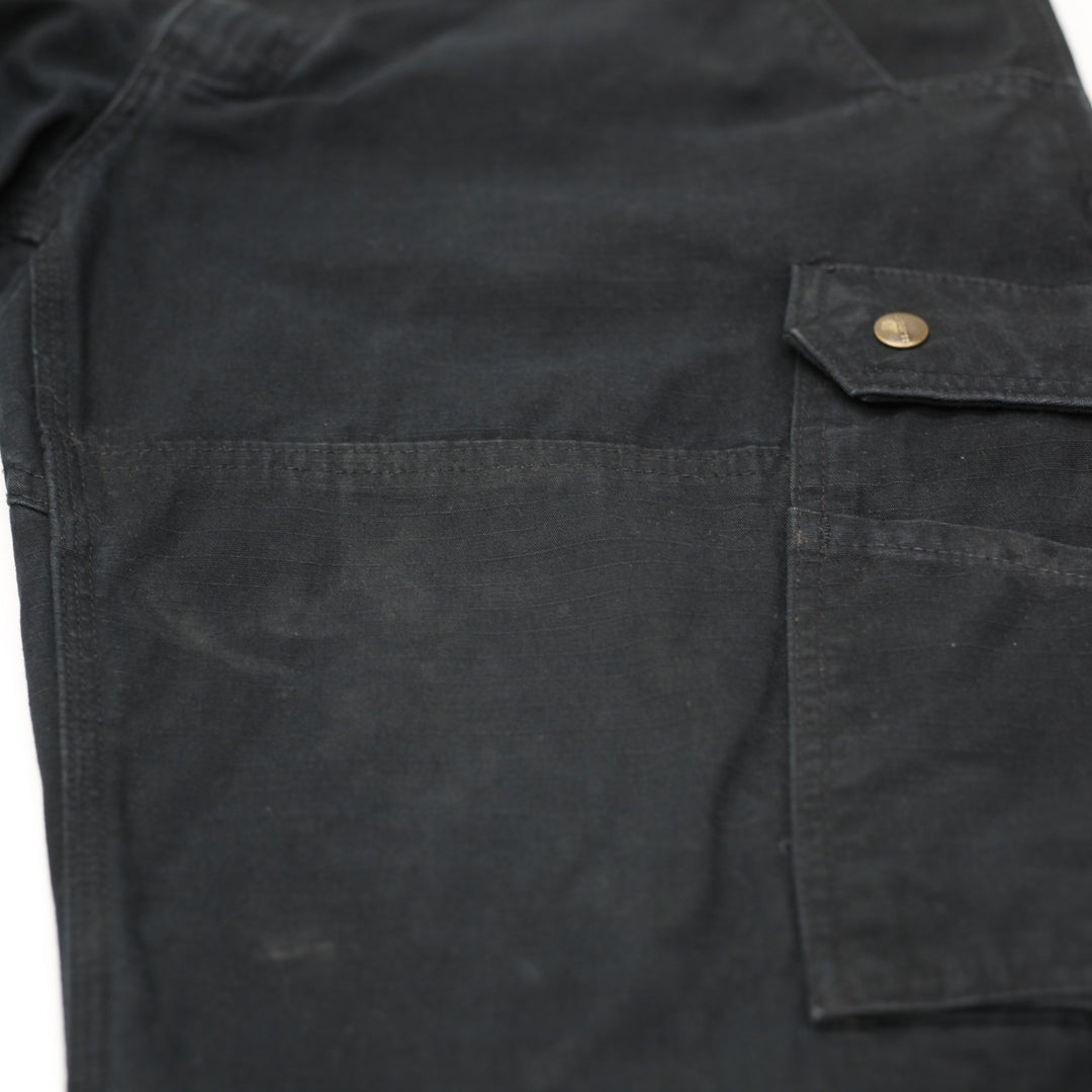 Mens Carhartt Black Canvas Loose Fit Utility Cargo Workwear Pants Size 36x32