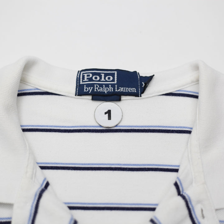 Mens Polo Ralph Lauren Striped Polo White Navy Classic Fit XL