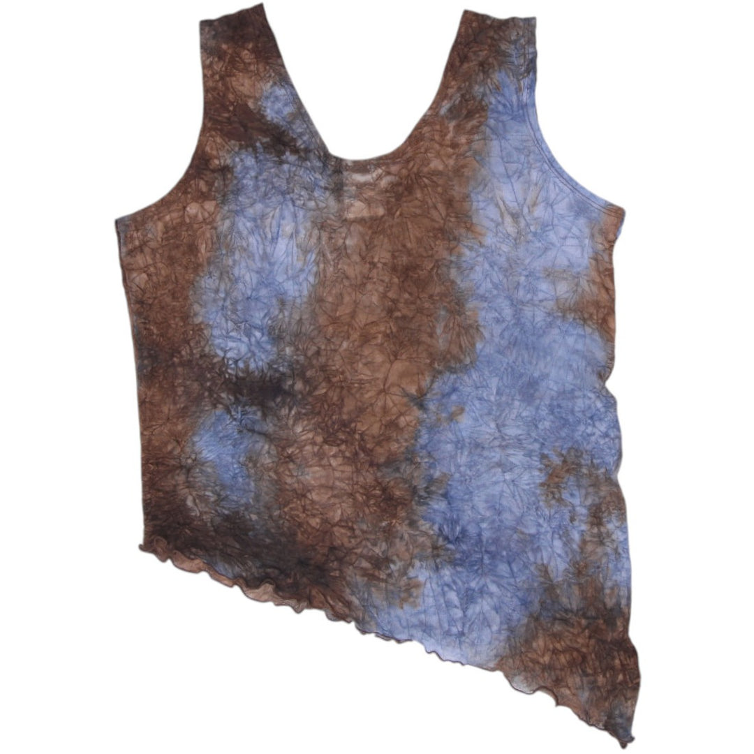 Y2K Ladies FMX & Co Earth Tone Tie Dye Crinkle Tank Top Size XL