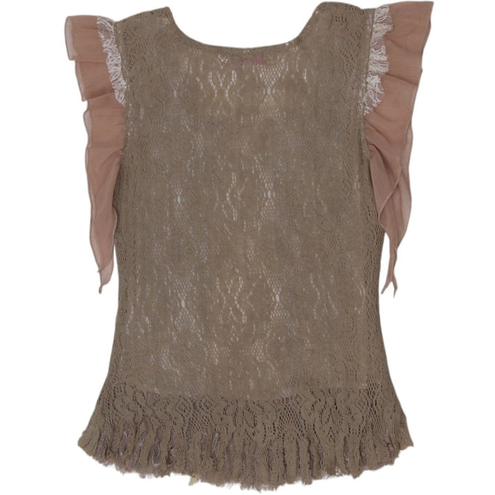 Y2K Ladies Pretty Angel Layered Lace & Mesh Beaded Top Size Medium