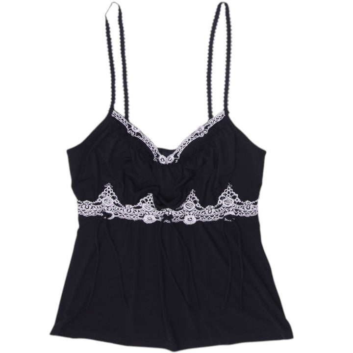Y2K Ladies One O2O Camisole Black Lace Trim Spaghetti Straps | Migration_Y2K Tops | Fashion Rerun