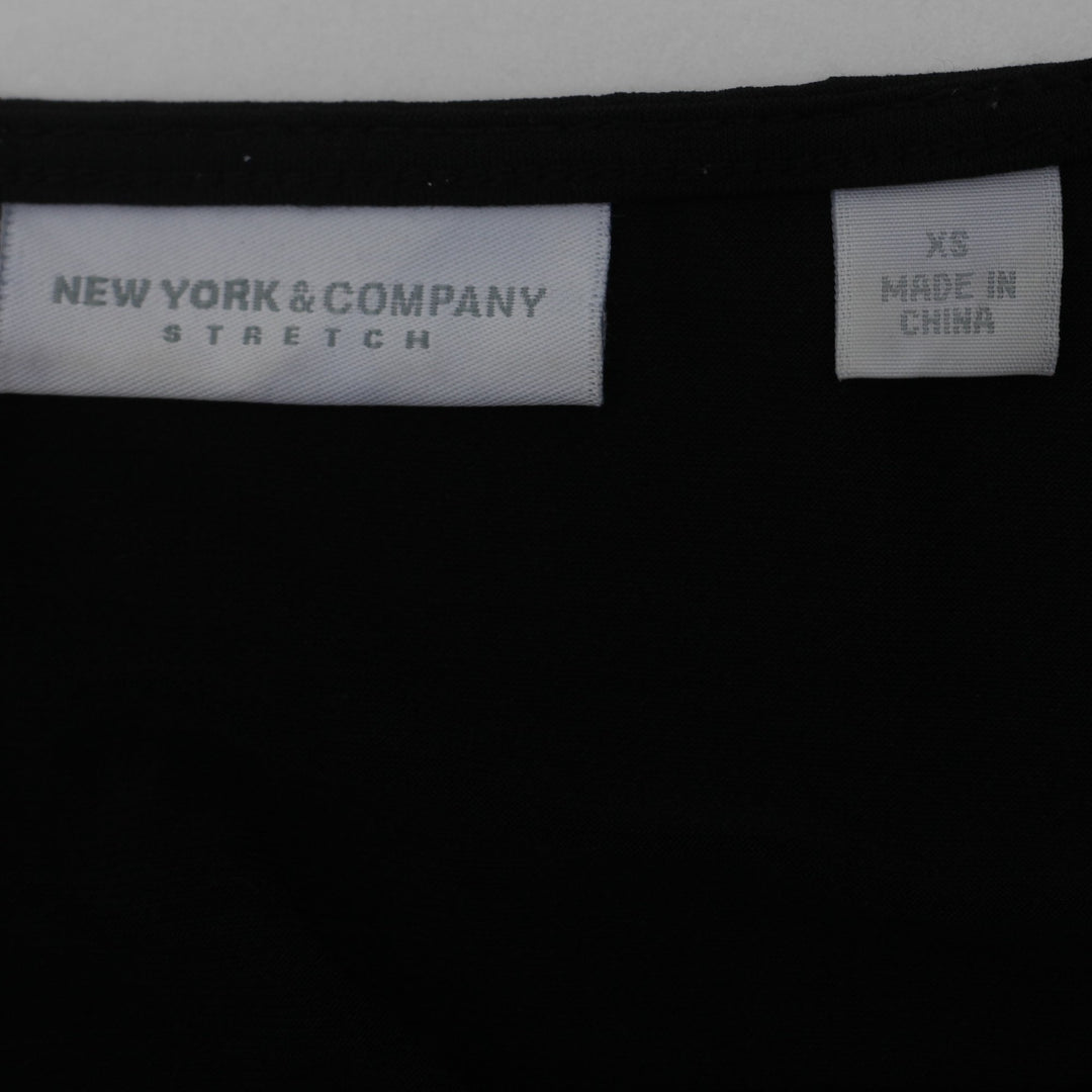 Y2K Ladies New York & Company Black Cowl Neck Sleeveless Wrap Top Size XS