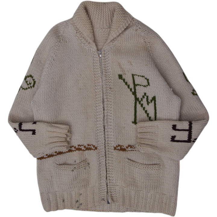 Vintage Mens Patterned Knitwear Full Zip Sweater Size L | Migration_Knitwear & Sweaters | Fashion Rerun