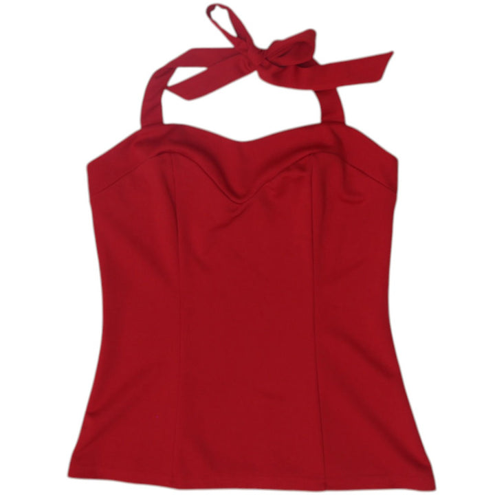 Vintage Ladies Red Tank Top Bow Strappy Sleeveless | Migration_Y2K Tops | Fashion Rerun