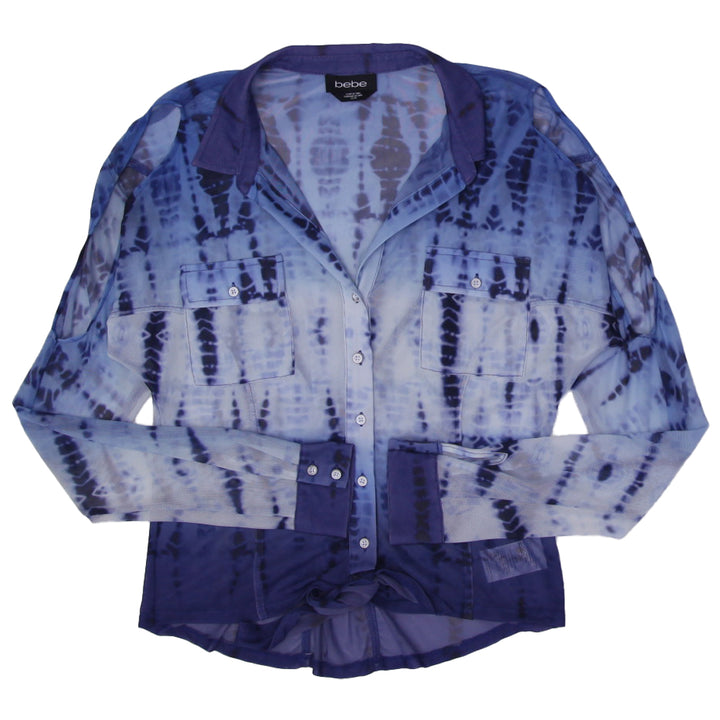 Ladies Bebe Open Shoulders Long Sleeve Mesh Top